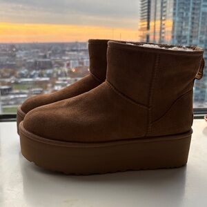 Women's cheesnut Suede UGG Platform Boots